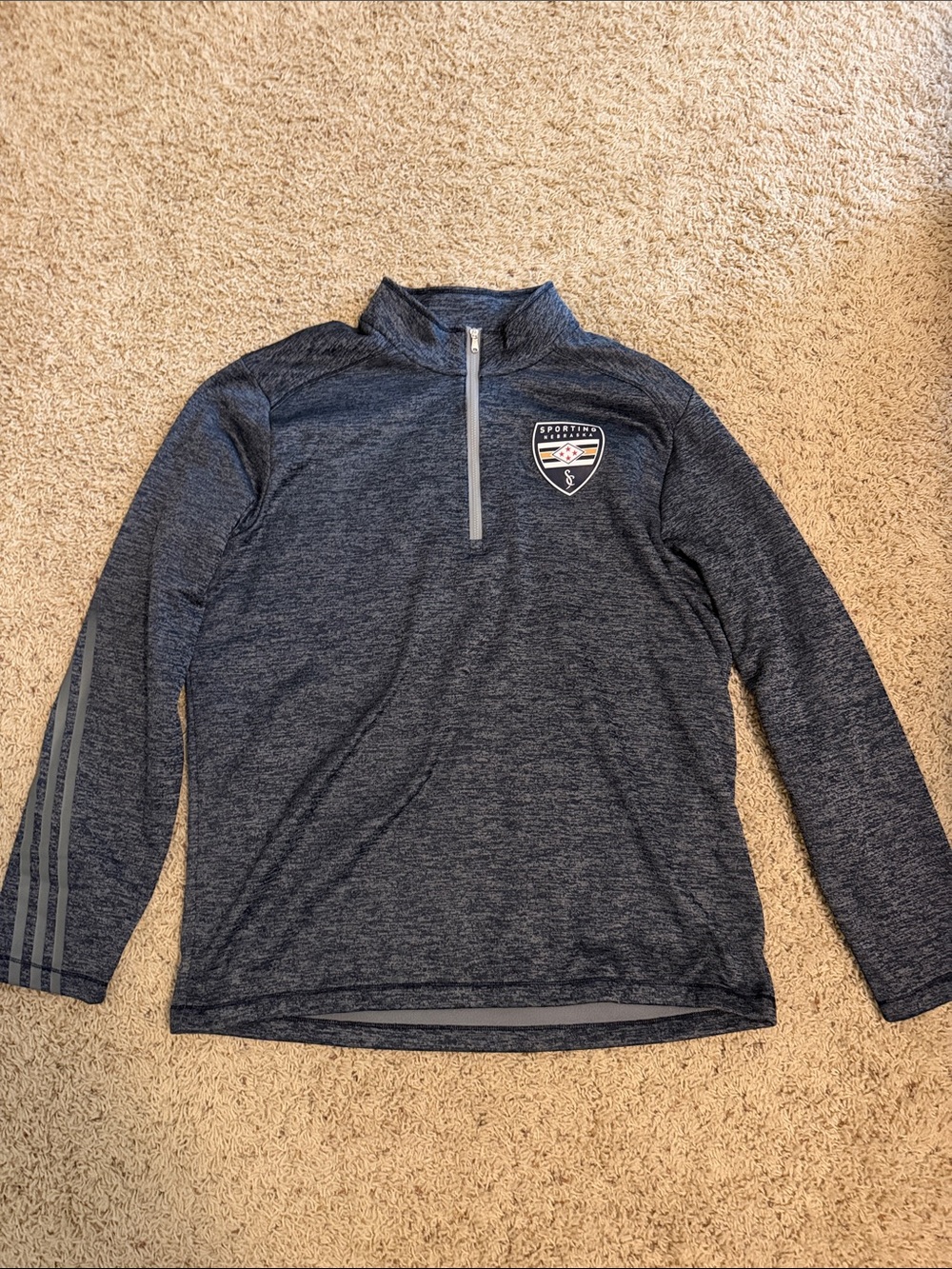 adidas Men's Navy Heather Quarter-Zip Performance Pullover